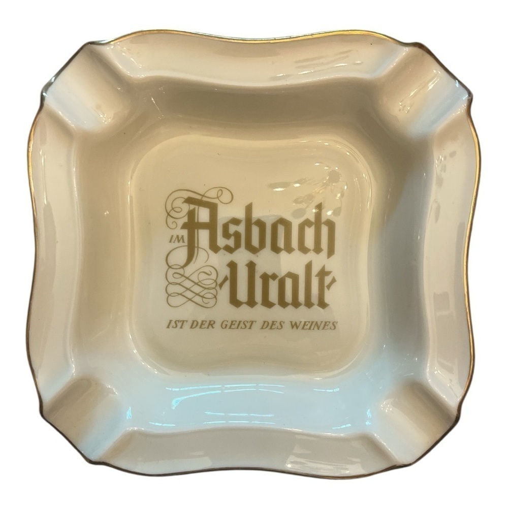 Vintage Asbach Uralt Ashtray Dish with Gold Trim